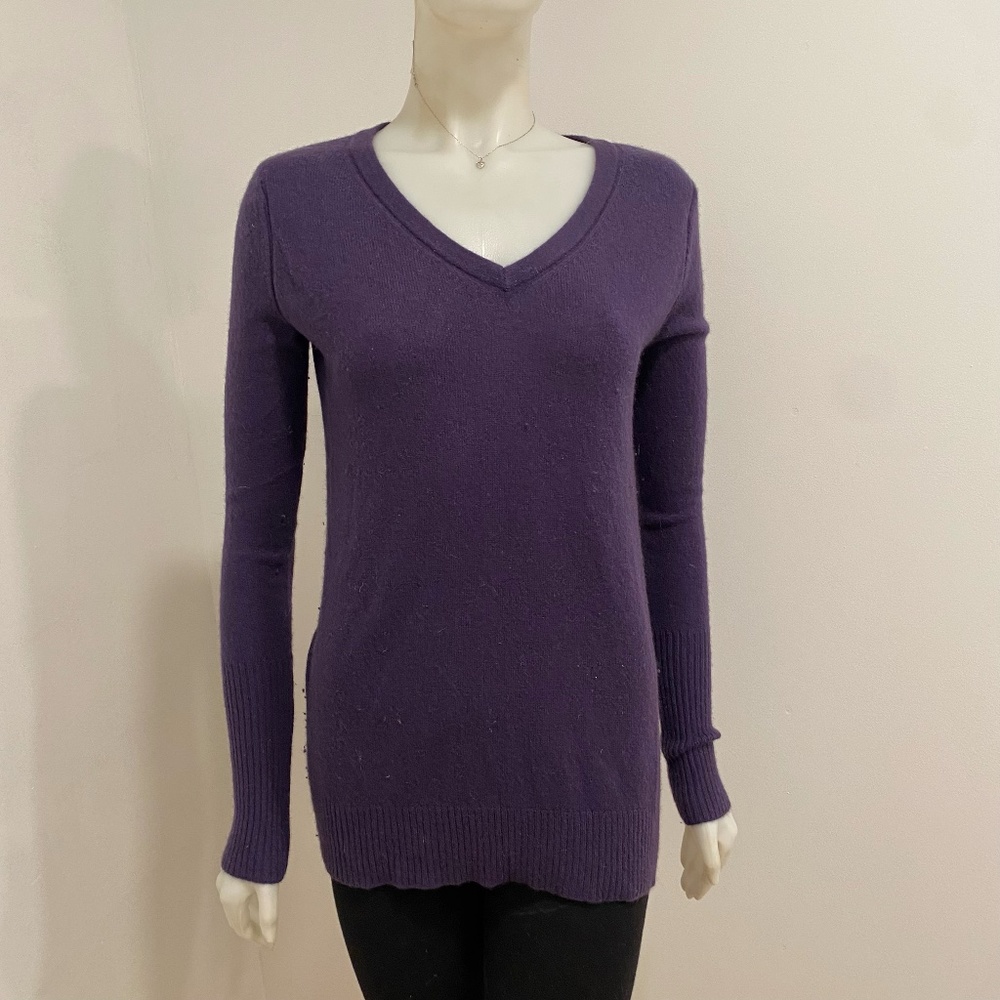 Wyatt 100% Cashmere Purple V-Neck Sweater Medium M